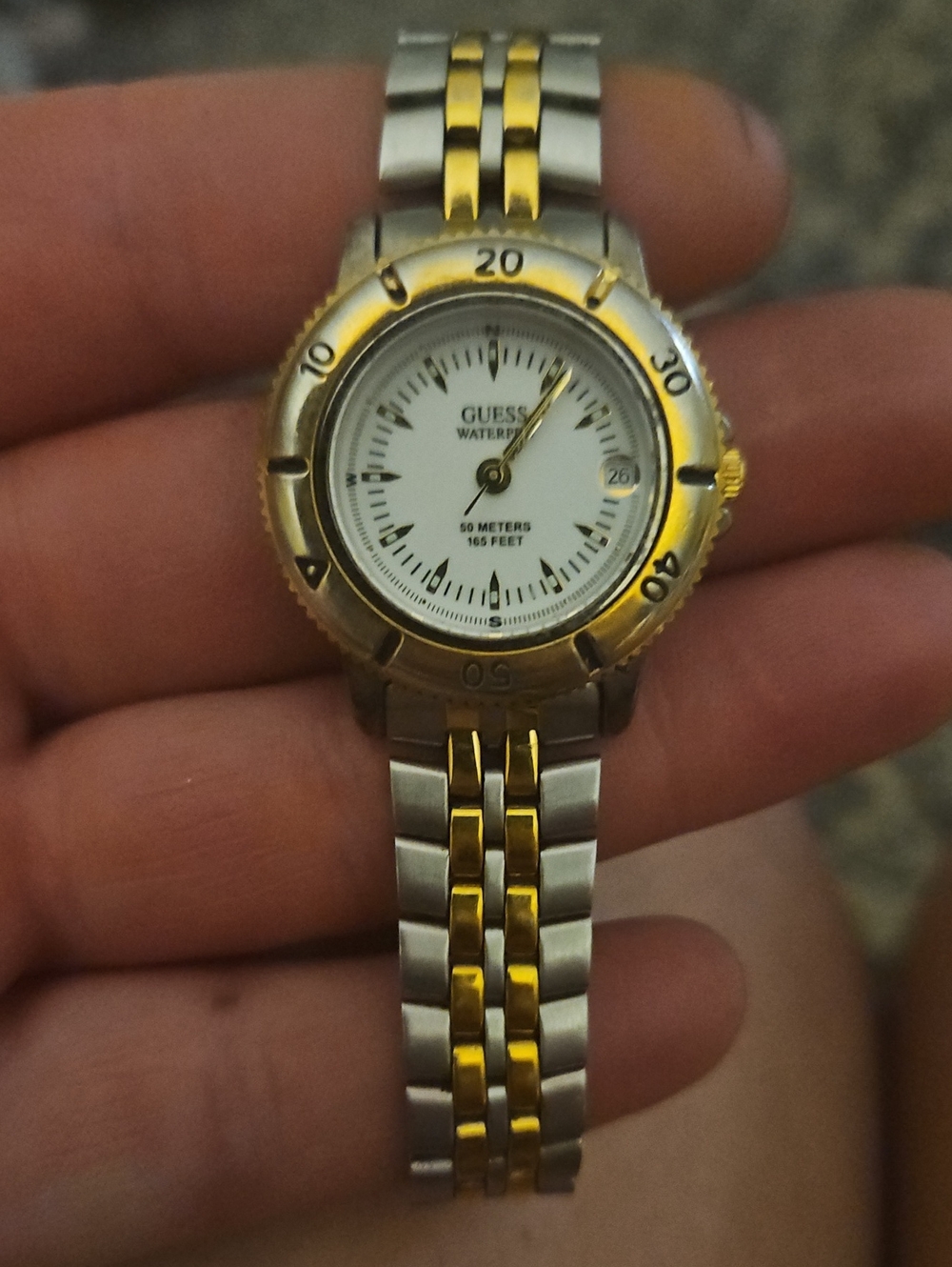 Vintage Guess Two-Tone Stainless Steel 50M Sport Watch (Needs Battery)